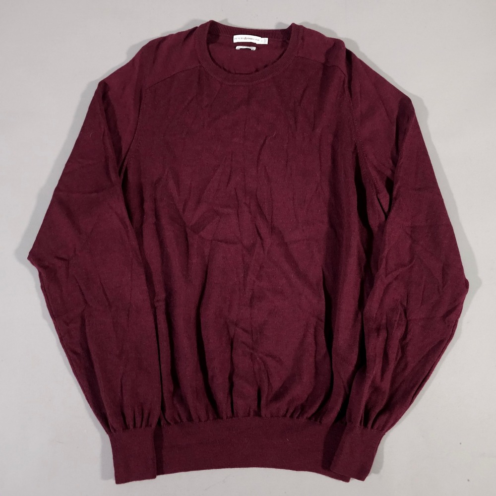 Peter Millar Sweater Mens Large Burgundy 100% Merino Wool Crewneck Knit